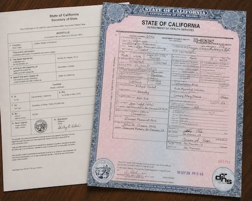 California Death Certificate Apostille — Apostille San Francisco